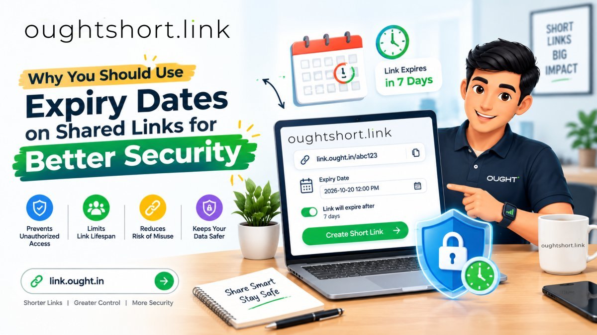 Cybersecurity lock illustration representing secure link sharing with expiration dates on link.ought.in